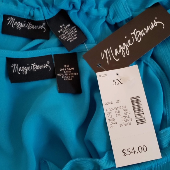 Turquoise Blue Peasant Top (5X - 34/36W) - Picture 4 of 4